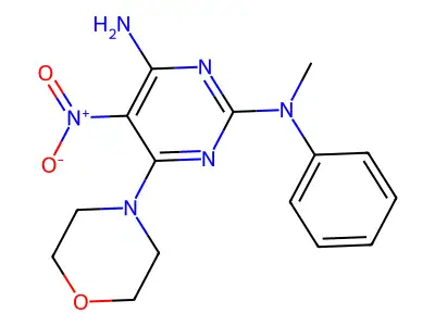 2-N-methyl-6-morpholin-4-yl-5-nitro-2-N-phenylpyrimidine-2,4-diamine structure
