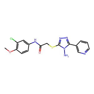 2-(4-amino-5-(3-pyridyl)(1,2,4-triazol-3-ylthio))-N-(3-chloro-4-methoxyphenyl) acetamide structure