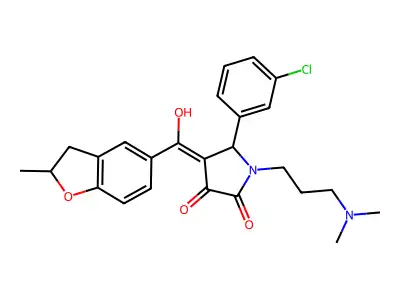5-(3-chlorophenyl)-1-[3-(dimethylamino)propyl]-3-hydroxy-4-(2-methyl-2,3-dihydro-1-benzofuran-5-carbonyl)-2,5-dihydro-1H-pyrrol-2-one structure