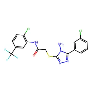 2-{[4-amino-5-(3-chlorophenyl)-4H-1,2,4-triazol-3-yl]sulfanyl}-N-[2-chloro-5-(trifluoromethyl)phenyl]acetamide structure