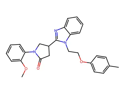 1-(2-methoxyphenyl)-4-(1-(2-(p-tolyloxy)ethyl)-1H-benzo[d]imidazol-2-yl)pyrrolidin-2-one structure
