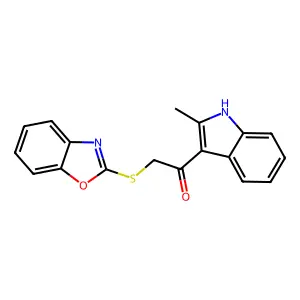 2-(1,3-benzoxazol-2-ylsulfanyl)-1-(2-methyl-1H-indol-3-yl)ethanone structure
