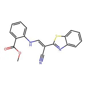 (E)-methyl 2-((2-(benzo[d]thiazol-2-yl)-2-cyanovinyl)amino)benzoate structure