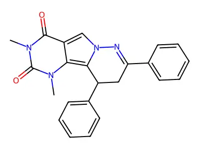 1,3-dimethyl-8,10-diphenyl-9,10-dihydropyrimido[4',5':3,4]pyrrolo[1,2-b]pyridazine-2,4(1H,3H)-dione structure