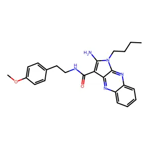 2-amino-1-butyl-N-[2-(4-methoxyphenyl)ethyl]-1H-pyrrolo[2,3-b]quinoxaline-3-carboxamide structure