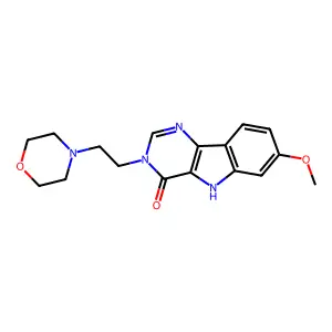 7-methoxy-3-(2-morpholin-4-ylethyl)-5H-pyrimido[5,4-b]indol-4-one structure