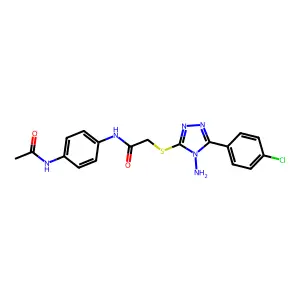 N-(4-(Acetylamino)PH)2-((4-amino-5-(4-CL-PH)4H-1,2,4-triazol-3-YL)thio)acetamide structure