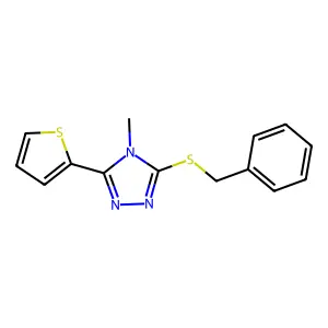 3-(benzylsulfanyl)-4-methyl-5-(thiophen-2-yl)-4H-1,2,4-triazole structure
