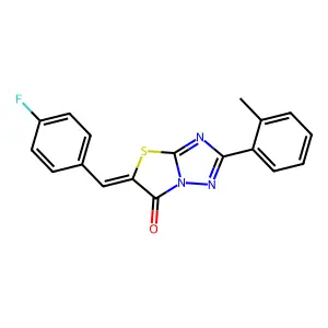 (5Z)-5-(4-fluorobenzylidene)-2-(2-methylphenyl)[1,3]thiazolo[3,2-b][1,2,4]triazol-6(5H)-one structure