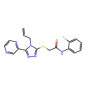 N-(2-fluorophenyl)-2-{[4-(prop-2-en-1-yl)-5-(pyrazin-2-yl)-4H-1,2,4-triazol-3-yl]sulfanyl}acetamide structure