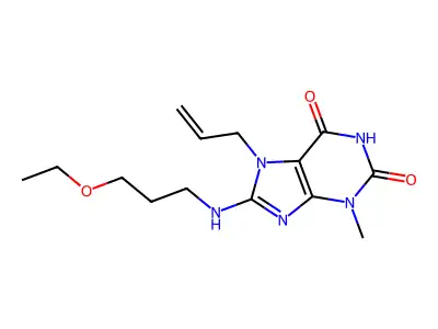 7-allyl-8-((3-ethoxypropyl)amino)-3-methyl-1H-purine-2,6(3H,7H)-dione structure