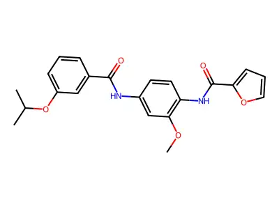 N-{4-[(3-isopropoxybenzoyl)amino]-2-methoxyphenyl}-2-furamide structure
