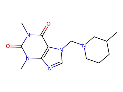 1,3-dimethyl-7-((3-methylpiperidin-1-yl)methyl)-1H-purine-2,6(3H,7H)-dione structure