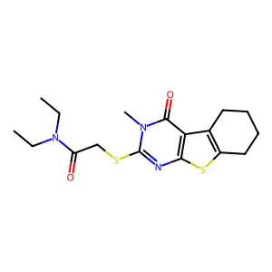 N,N-diethyl-2-({4-methyl-3-oxo-8-thia-4,6-diazatricyclo[7.4.0.0^{2,7}]trideca-1(9),2(7),5-trien-5-yl}sulfanyl)acetamide structure