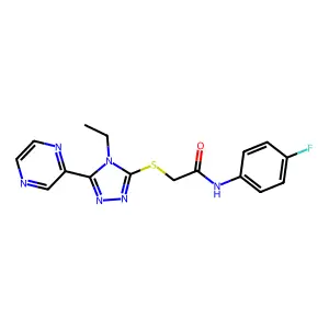 2-((4-ET-5-(2-Pyrazinyl)-4H-1,2,4-triazol-3-YL)thio)-N-(4-fluorophenyl)acetamide structure