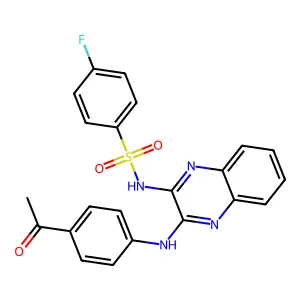 N-(3-((4-acetylphenyl)amino)quinoxalin-2-yl)-4-fluorobenzenesulfonamide structure