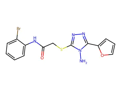 2-(4-amino-5-(2-furyl)(1,2,4-triazol-3-ylthio))-N-(2-bromophenyl)acetamide structure