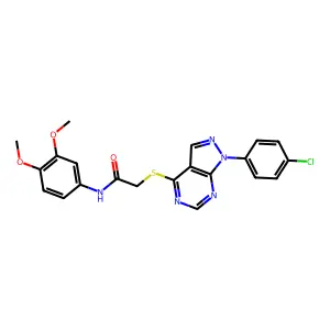 2-((1-(4-chlorophenyl)-1H-pyrazolo[3,4-d]pyrimidin-4-yl)thio)-N-(3,4-dimethoxyphenyl)acetamide structure