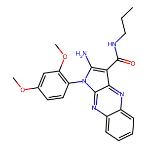 2-amino-1-(2,4-dimethoxyphenyl)-N-propyl-1H-pyrrolo[2,3-b]quinoxaline-3-carboxamide structure