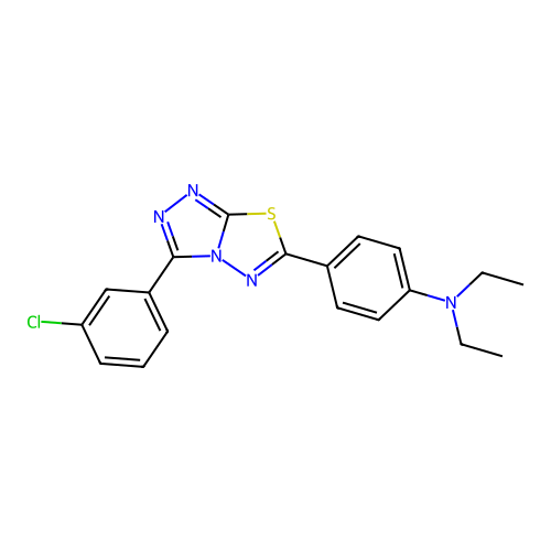 4-(3-(3-chlorophenyl)-[1,2,4]triazolo[3,4-b][1,3,4]thiadiazol-6-yl)-N,N-diethylaniline structure