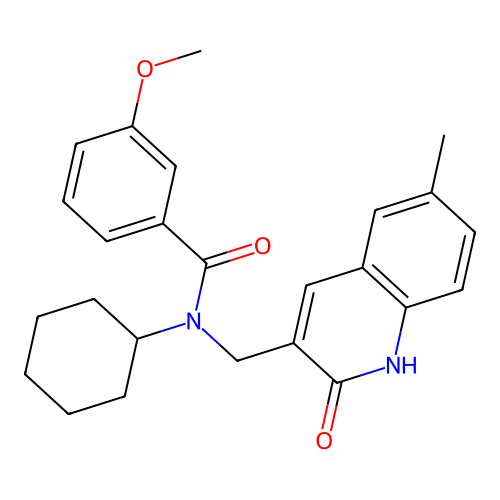 N-cyclohexyl-3-methoxy-N-[(6-methyl-2-oxo-1H-quinolin-3-yl)methyl]benzamide structure