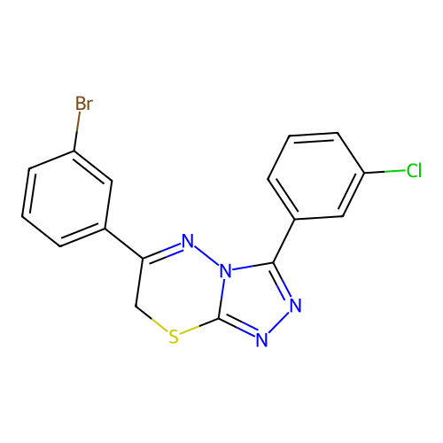 6-(3-bromophenyl)-3-(3-chlorophenyl)-7H-[1,2,4]triazolo[3,4-b][1,3,4]thiadiazine structure