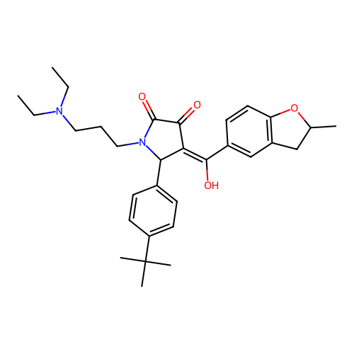 (4E)-5-(4-tert-butylphenyl)-1-[3-(diethylamino)propyl]-4-[hydroxy-(2-methyl-2,3-dihydro-1-benzofuran-5-yl)methylidene]pyrrolidine-2,3-dione structure