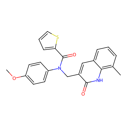N-((2-hydroxy-8-methylquinolin-3-yl)methyl)-N-(4-methoxyphenyl)thiophene-2-carboxamide structure