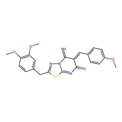 (Z)-2-(3,4-dimethoxybenzyl)-5-imino-6-(4-methoxybenzylidene)-5H-[1,3,4]thiadiazolo[3,2-a]pyrimidin-7(6H)-one structure