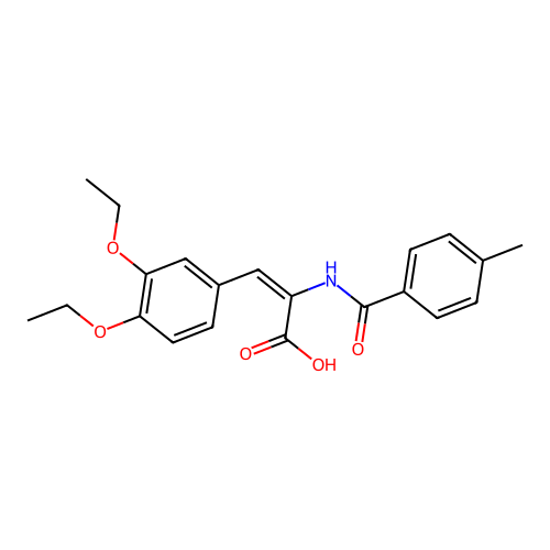 (2E)-3-(3,4-diethoxyphenyl)-2-{[(4-methylphenyl)carbonyl]amino}prop-2-enoic acid structure