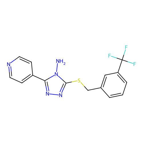 3-(pyridin-4-yl)-5-((3-(trifluoromethyl)benzyl)thio)-4H-1,2,4-triazol-4-amine structure