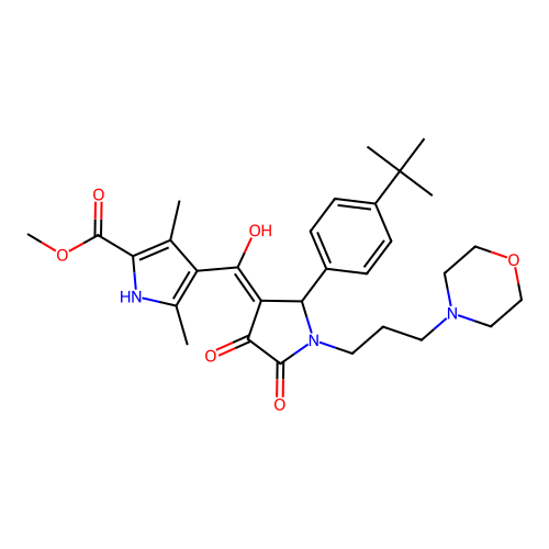 methyl 4-({2-[4-(tert-butyl)phenyl]-4-hydroxy-1-(3-morpholin-4-ylpropyl)-5-oxo (3-pyrrolin-3-yl)}carbonyl)-3,5-dimethylpyrrole-2-carboxylate structure