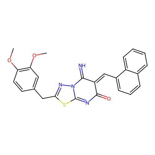 (Z)-2-(3,4-dimethoxybenzyl)-5-imino-6-(naphthalen-1-ylmethylene)-5H-[1,3,4]thiadiazolo[3,2-a]pyrimidin-7(6H)-one structure
