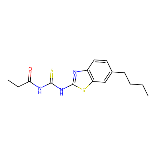 N-((6-butylbenzo[d]thiazol-2-yl)carbamothioyl)propionamide structure