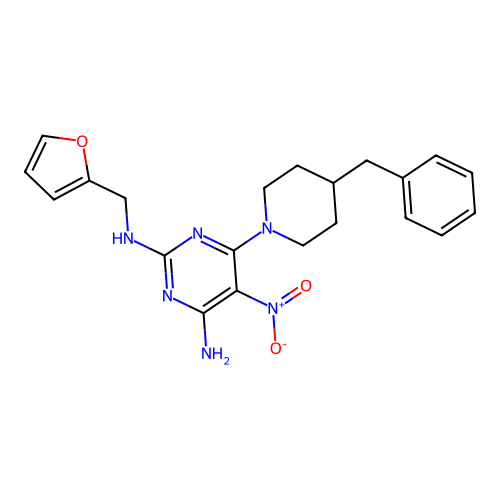 {4-Amino-5-nitro-6-[4-benzylpiperidyl]pyrimidin-2-yl}(2-furylmethyl)amine structure