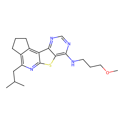 4-isobutyl-N-(3-methoxypropyl)-2,3-dihydro-1H-cyclopenta[4',5']pyrido[3',2':4,5]thieno[3,2-d]pyrimidin-7-amine structure