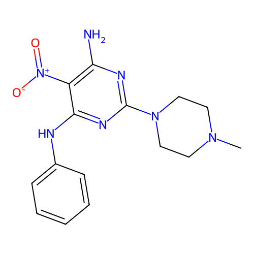[6-Amino-2-(4-methylpiperazinyl)-5-nitropyrimidin-4-yl]phenylamine structure