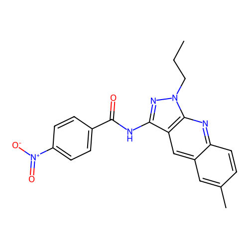 N-(6-methyl-1-propyl-1H-pyrazolo[3,4-b]quinolin-3-yl)-4-nitrobenzamide structure