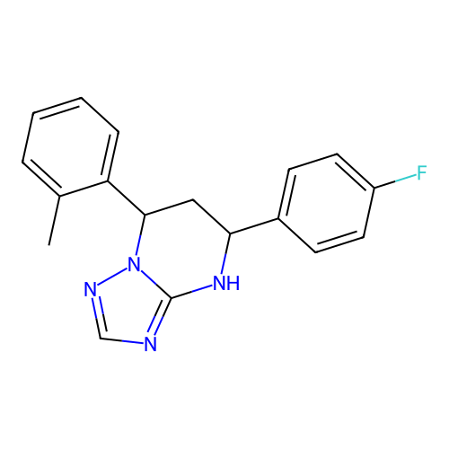 5-(4-fluorophenyl)-7-(2-methylphenyl)-4,5,6,7-tetrahydro[1,2,4]triazolo[1,5-a]pyrimidine structure