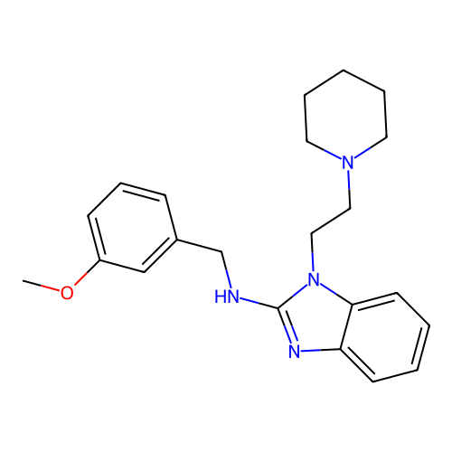 N-(3-methoxybenzyl)-1-[2-(piperidin-1-yl)ethyl]-1H-benzimidazol-2-amine structure