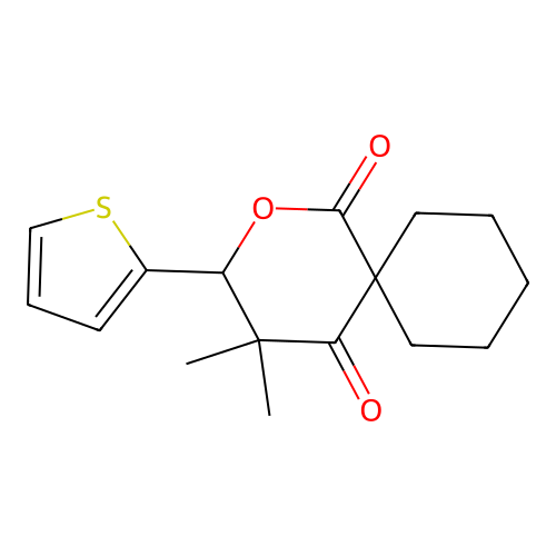 4,4-Dimethyl-3-(thiophen-2-yl)-2-oxaspiro[5.5]undecane-1,5-dione structure