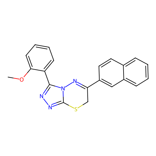 3-(2-methoxyphenyl)-6-(naphthalen-2-yl)-7H-[1,2,4]triazolo[3,4-b][1,3,4]thiadiazine structure