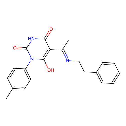 1-(4-methylphenyl)-5-[1-(phenethylamino)ethylidene]-1,3-diazinane-2,4,6-trione structure