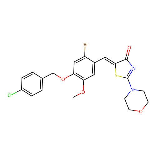 (Z)-5-(2-bromo-4-((4-chlorobenzyl)oxy)-5-methoxybenzylidene)-2-morpholinothiazol-4(5H)-one structure