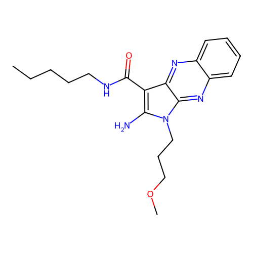 2-amino-1-(3-methoxypropyl)-N-pentyl-1H-pyrrolo[2,3-b]quinoxaline-3-carboxamide structure