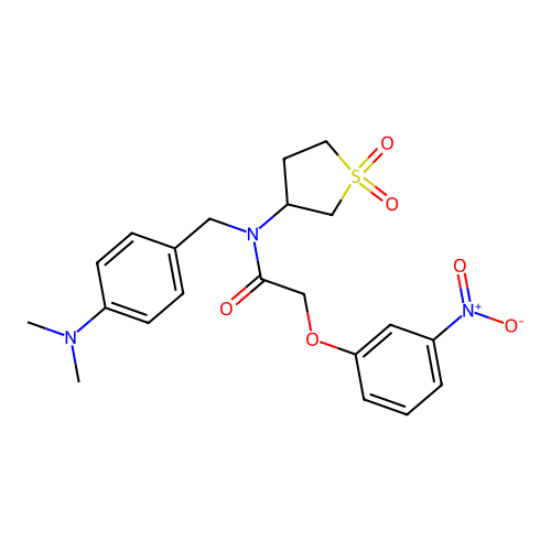 N-[(4-dimethylaminophenyl)methyl]-N-(1,1-dioxothiolan-3-yl)-2-(3-nitrophenoxy)acetamide structure