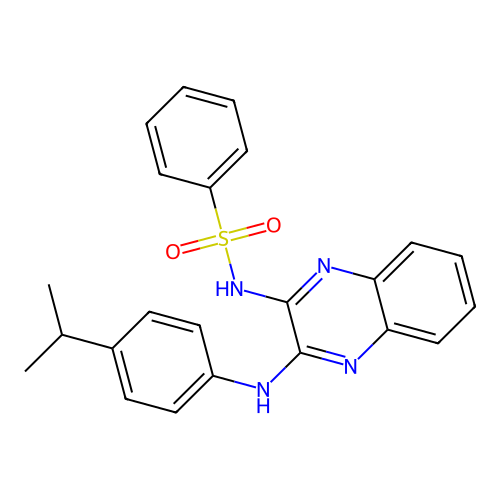N-(3-{[4-(propan-2-yl)phenyl]amino}quinoxalin-2-yl)benzenesulfonamide structure
