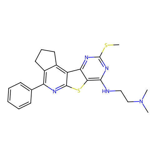 N,N-dimethyl-N'-[9-(methylsulfanyl)-4-phenyl-2,3-dihydro-1H-cyclopenta[4',5']pyrido[3',2':4,5]thieno[3,2-d]pyrimidin-7-yl]ethane-1,2-diamine structure