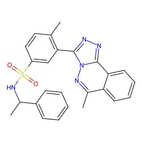 4-methyl-3-(6-methyl-[1,2,4]triazolo[3,4-a]phthalazin-3-yl)-N-(1-phenylethyl)benzenesulfonamide structure