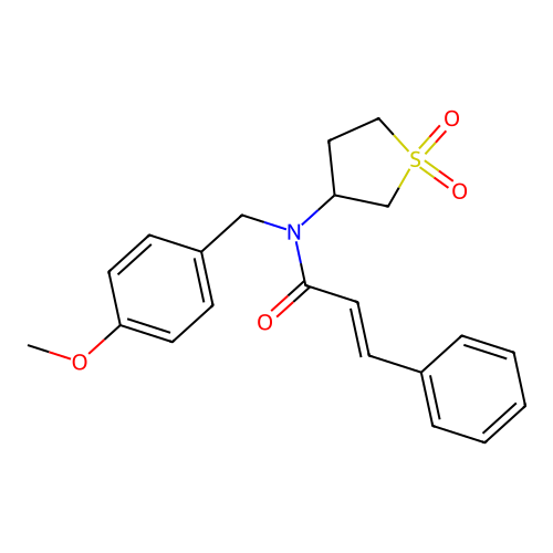 (2E)-N-(1,1-dioxidotetrahydrothiophen-3-yl)-N-(4-methoxybenzyl)-3-phenylprop-2-enamide structure